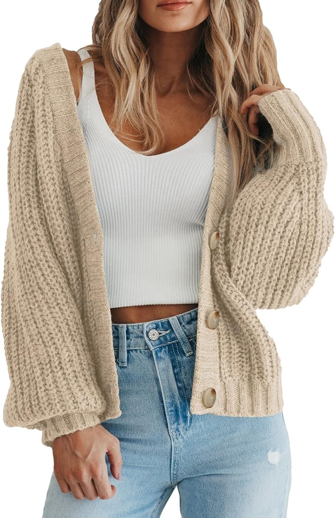 PRETTYGARDEN Women's Chunky Knit Open Front Sweater